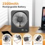 ITJMRJP Table Fan USB Silent Fan 2500 mAh Batteries Portable Mini Rechargeable Fan LED Display 5 Speeds 180° Rotation Small