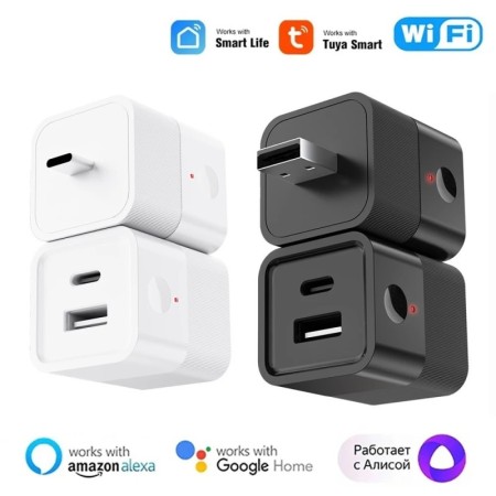 2 en 1 Tuya WiFi inteligente Micro USB tipo C adaptador interruptor 5V