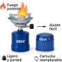 Hornillo de Camping Portátil con 3 Cartuchos de Gas Butano 190g Cocina de Exterior para Acampada, Playa y Montaña