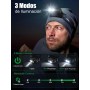 UNBON Linterna Frontal LED Recargable USB C, Linterna Cabeza LED Alta Potencia con 3 Modos de Iluminación, Sensor Movimiento y