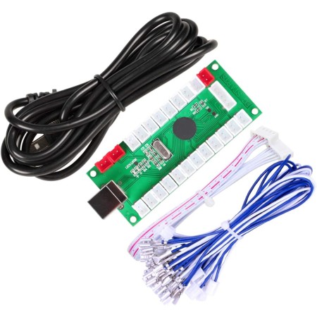 EG STARTS Zero Delay USB Encoder para PC Juegos Controller para Arcade Joystick Mame Jamma Parts (5Pin Joystick + Happ Push