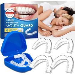4 Piezas Protector Bucal para Rechinar, Ferula Descarga Bruxismo con Protección Lateral, Reutilizables, Confianza Nocturna