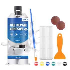 Kit de Reparación de Bañera Blanco, Kit Reparacion Plato Ducha Resina, Reparador Bañera Blanco, Kit Reparacion Baldosas para