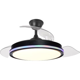 DUPI COSMOS AIR RGB LED Light Ceiling Fan Retractable Blades Hidden Transparent Super Quiet Blades with Remote Control