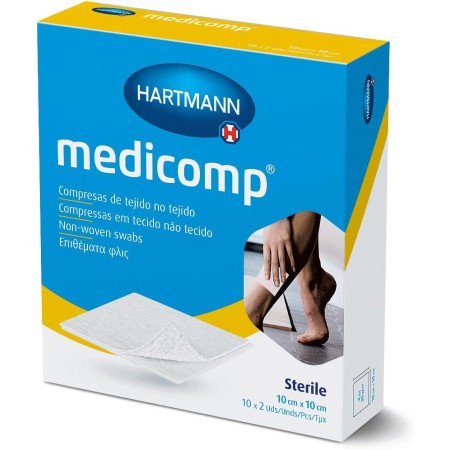 MEDICOMP, Gasas Estériles 10x10, Compresas de Tejido no Tejido, Vendaje Extrasuaves y Absorbente, Vendas para el Tratamiento de