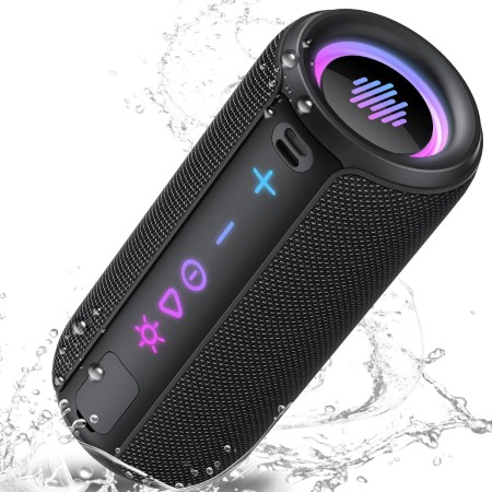 TIMU Altavoz Bluetooth 5.4 Potente, 30W Altavoces Bluetooth con Refuerzo del Bass 3.0, 8 Cambios RGB, 30H Reproducción Bluetooth