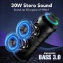 TIMU Altavoz Bluetooth 5.4 Potente, 30W Altavoces Bluetooth con Refuerzo del Bass 3.0, 8 Cambios RGB, 30H Reproducción Bluetooth