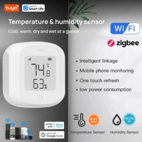 Tuya WiFi inteligente/ZigbeeSensor de temperatura y humedad, pantalla 