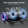 Altavoz Bluetooth Portátil Potente Inalámbrico con Luz LED, Bluetooth 5.4, 24 Horas, Graves Mejorados, 360° Sonido Estéreo,