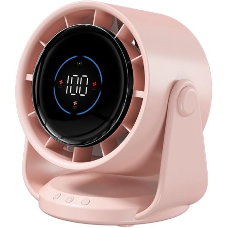 Quiet Table Fan,5000mAh Battery,LED Display,1-199 Speeds,Powerful Airflow,105° Swivel Function,Wall Mount for Home Office
