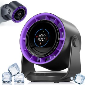 Quiet Table Fan,5000mAh Battery,LED Display,1-199 Speeds,Powerful Airflow,105° Swivel Function,Wall Mount for Home Office