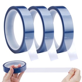 Jinsion 3 Rollos Cintas Térmicas Azul,20mm x 33m Cintas de Alta Temperatura,Cinta Adhesiva de Alta Temperatura Sin