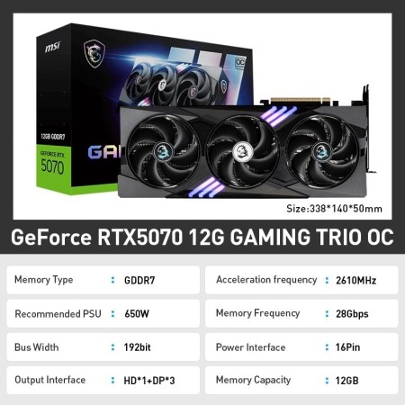 MSI RTX5070 12G RTX5070TI OC GDDR7 16GB 256Bit Diseño de juego Esports