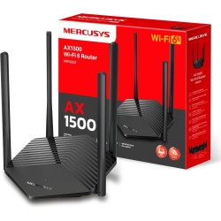 [Neuvo] MERCUSYS MR1500X - Router Wi-Fi 6 de Doble Banda AX1500, Velocidad 1.5 Gbps,Ahorro de Energia, Beamforming, WPA3,