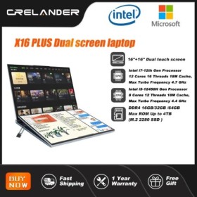 Crelander 16 "computadora portátil de doble pantalla táctil Intel i5 i