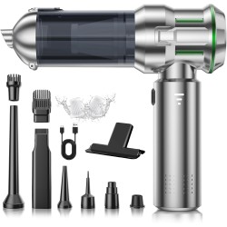Aspirador de Mano, 22000Pa Aspiradora sin Cable Coche 4 en 1 con Descarga de Polvo Automática con un Toque, Motor sin