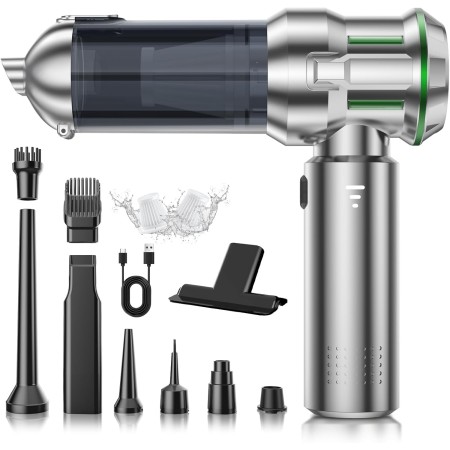 Aspirador de Mano, 22000Pa Aspiradora sin Cable Coche 4 en 1 con Descarga de Polvo Automática con un Toque, Motor sin
