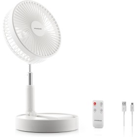 InnovaGoods® Portable Standing Fan, 7200mAh USB Rechargeable Folding Fan with Remote Control, 4 Fan Speed Settings for Bedroom,