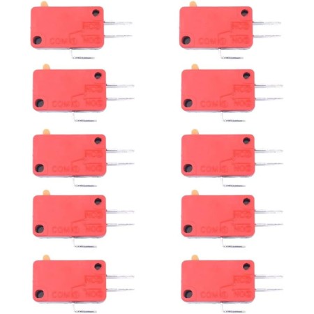 WANGCL 10 Micro Switch Red 3 Pin Micro Switch Limit Switch for Mini Arcade Limit Switches