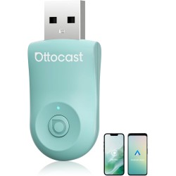 Mejorado 2025-2-en-1 Adaptador inalámbrico CarPlay y Android Auto, OTTOCAST Mini para iOS 10+ y Android 11+, Convierte CarPlay