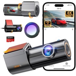 Dashcam, 4K+1080P Dash CAM Coche, WiFi Camara Coche con CPL, Camara Coche Grabadora con Tarjeta 64G, Super Visión, Gran 170°,