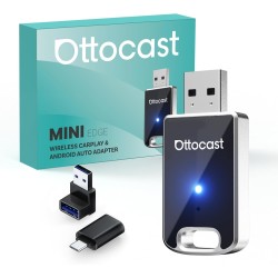 (Nuevo Modelo 2025) OTTOCAST Adaptador Inalámbrico 2 en 1 Carplay Android Auto, OTTO CAST Mini Edge para iOS 10+ y Android 11+,