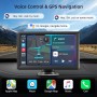 Pantalla Coche, 7" Pantalla Carplay Coche para A-pple y Android con HD Pantalla Tactil, Inalámbrica, Navegación GPS, Bluetooth,