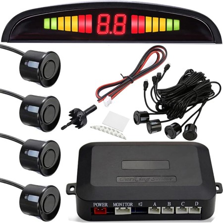 Retoo Sensores Aparcamiento Coche, Kit De Aparcamiento Coche 4 Sensores, Universal Asistentes De Aparcamiento, con Pantalla De