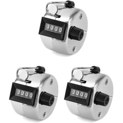 QWORK 3 Pzs Contador Manual de 4 Dígitos, Contador Mecánico de Metal para Sport Coach Casino