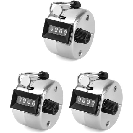 QWORK 3 Pzs Contador Manual de 4 Dígitos, Contador Mecánico de Metal para Sport Coach Casino