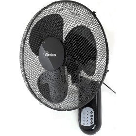 ARDES Wall Fan with 3 Rotary Blades 40 cm Remote Control Automatic Oscillation Adjustable Timer and 3 Speeds Elegant Design Wall