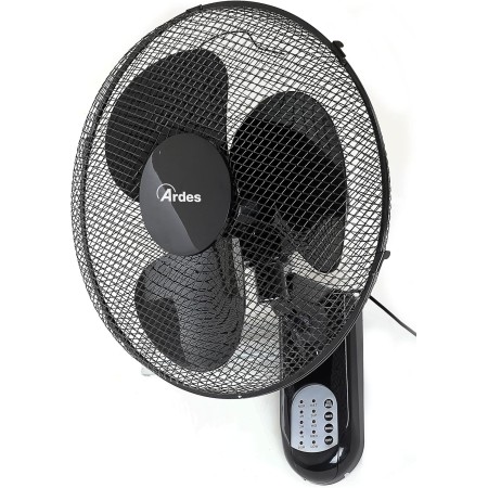 ARDES Wall Fan with 3 Rotary Blades 40 cm Remote Control Automatic Oscillation Adjustable Timer and 3 Speeds Elegant Design Wall