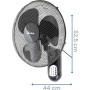 ARDES Wall Fan with 3 Rotary Blades 40 cm Remote Control Automatic Oscillation Adjustable Timer and 3 Speeds Elegant Design Wall