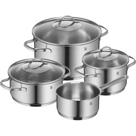WMF Provence Plus – Cookware Set 4 Pieces, Cromargan Stainless Steel, 3 Pots with Glass Lids and a Saucepan, Suitable for All