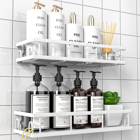 UUlioyer Estanteria Baño, Resistente al Agua y al Oxido, Estanteria Ducha sin Taladro, Organizador Baño para Champú y Gel de