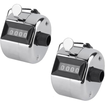 Contador Manual Mecanico, Metálico Contador De 4 Dígitos, Contador Manual De 4 Dígitos, 2 Piezas Contador De Clicker De Mano,