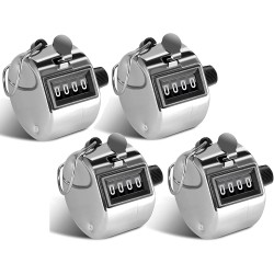 YANGWEN 4PCS Contador Manual Mecanico, 4 Dígitos Contador Manual Digital,Contador de Clics Mecánico con Anillo de Metal para