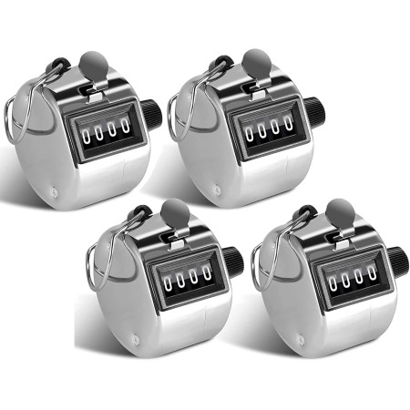 YANGWEN 4PCS Contador Manual Mecanico, 4 Dígitos Contador Manual Digital,Contador de Clics Mecánico con Anillo de Metal para