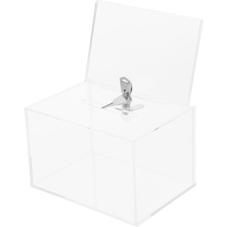 Houderco Caja De Sugerencias AcríLica Transparente Con Cerradura Y Soporte Para Carteles Urna De VotacióN Para RecaudacióN De