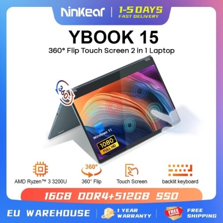Ninkear 2 en 1 Laptop YBOOK 15 El mejor regalo de Navidad AMD Ryzen 3 