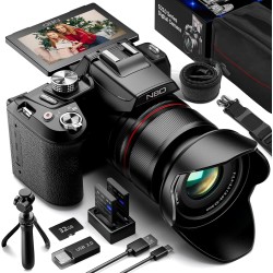 NBD Cámara Digital 5K 64MP: ​Enfoque Automático​​, Zoom Óptico 16X & Pantalla Abatible 3" 180°, WiFi/HDMI – Incluye Tarjeta 32GB
