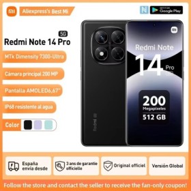 Xiaomi Redmi Note 14 Pro 5G Versión Global 256GB/512GB MTK Dimensity 7