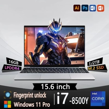 Portátil ultrafino de 15,6 pulgadas Intel Core i7 8500Y portátil 16GB 