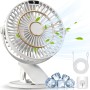 COZII Rechargeable USB Fan, 3 in 1 Small Table Fan with Clip, Powerful Quiet Portable Fan 5 Speed, 720° Rotation Mini Fans for
