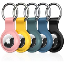 [5 Piezas] Llavero Airtag, Silicona Funda Airtag, Anti-Perdida Anti-Rasguños Ligero Protectora Funda con Llavero para