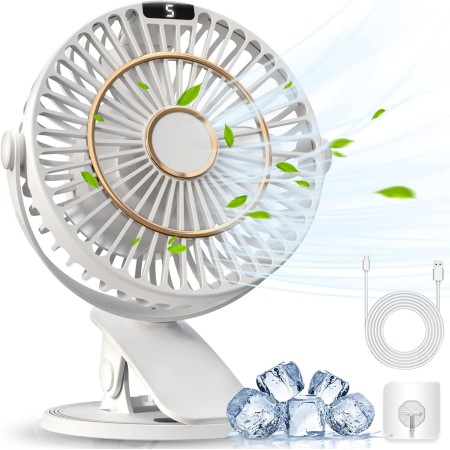 COZII Rechargeable USB Fan, 3 in 1 Small Table Fan with Clip, Powerful Quiet Portable Fan 5 Speed, 720° Rotation Mini Fans for