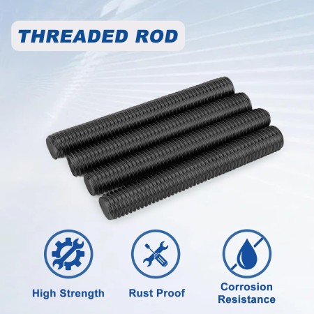 Drenky M6 x 80mm Varilla Roscada Acero Inoxidable VA V2A 10 Piezas Varillas Roscadas Negro Métrica Completa, Pernos Roscados
