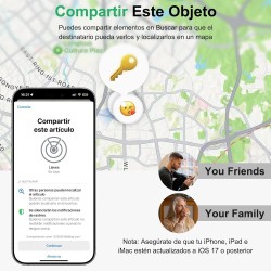 Bnlei Localizador Smart Air Tracker Tag Funciona con Apple Buscar (Solo iOS), Batería de Repuesto Incluida, Rastreador para