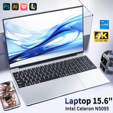 Ordenador portátil Intel Celeron N5095 de 15,6 pulgadas, gamer, 32GB d