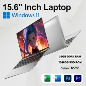 Celeron-ordenador portátil N5095 de 15,6 pulgadas, 32GB + 2048GB, Wind